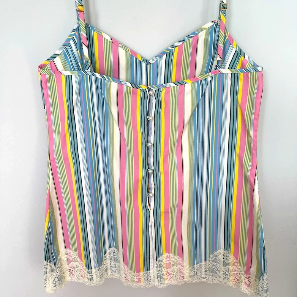 Stripped/floral camisole style top. - Picture 2 of 4